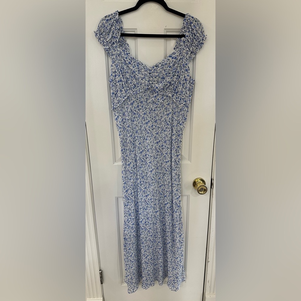 GAP Crepe Sweetheart Maxi Dress Blue/White Floral Dress NWT Women’s Size M